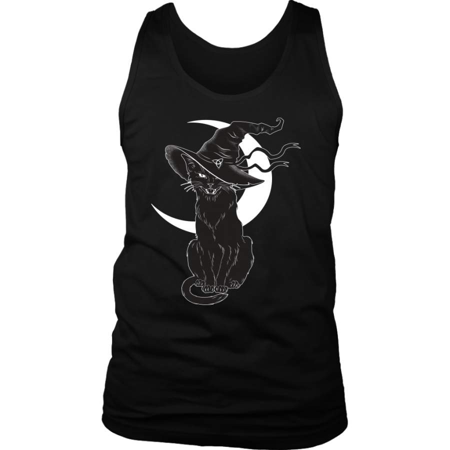 Vintage Scary Halloween Black Cat Witch Hat & Moon Shirts EmprintsTOP