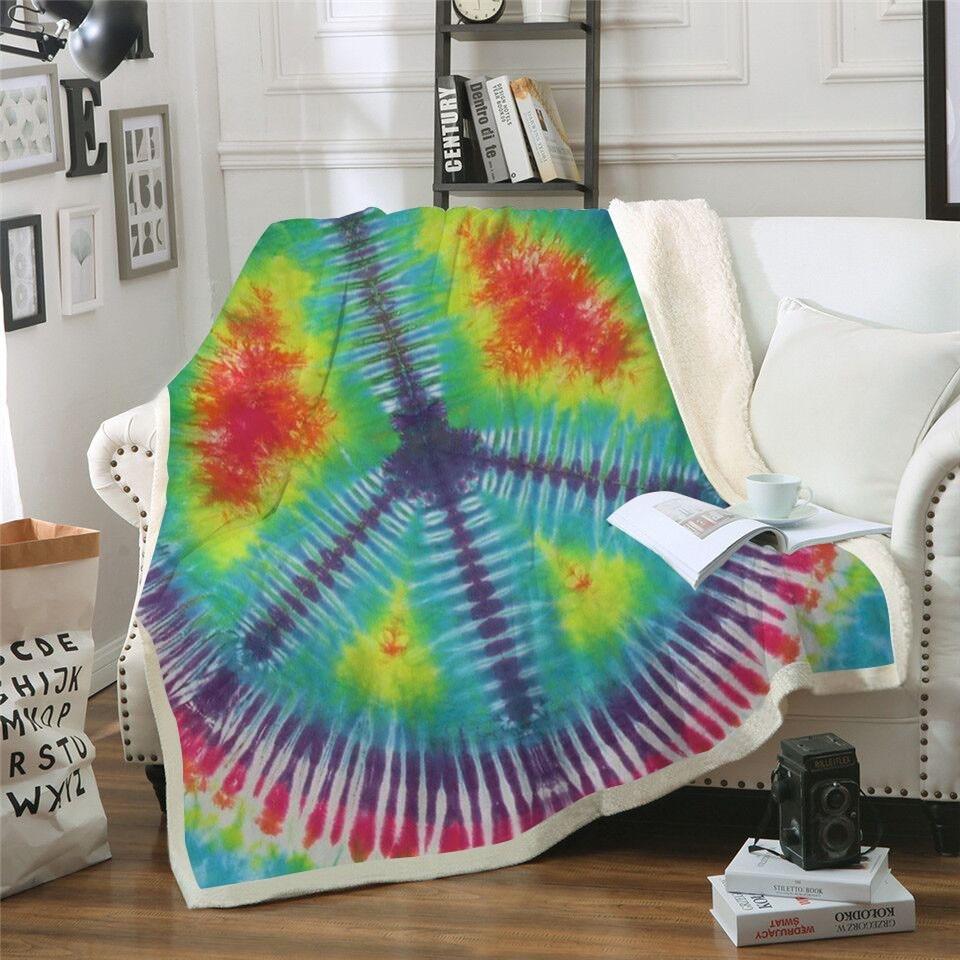 Peace Sign Tie Dye Blanket Quilt Corethermax