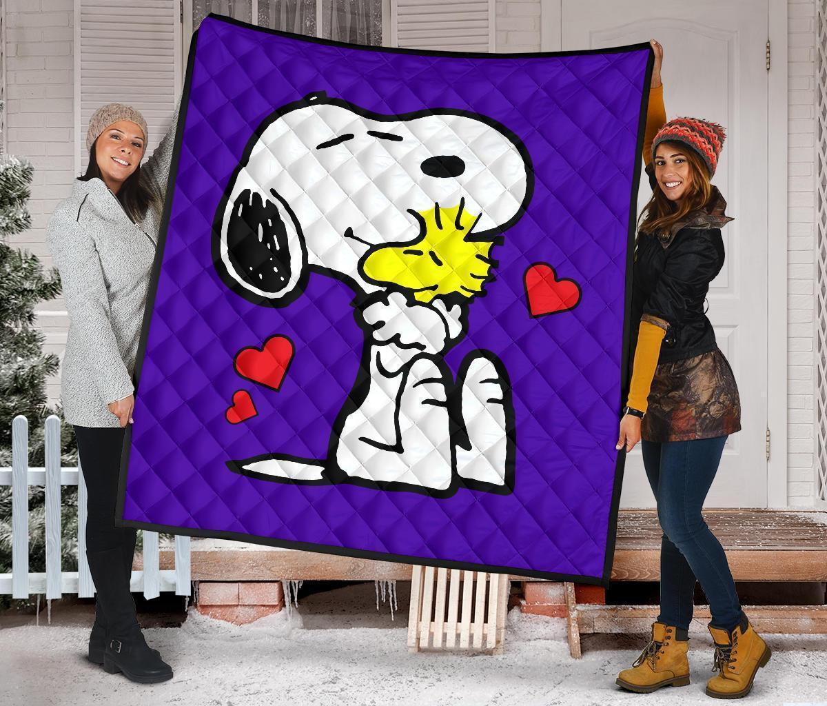 Purple Snoopy and Woodstock Quilt Blanket Emprints Store
