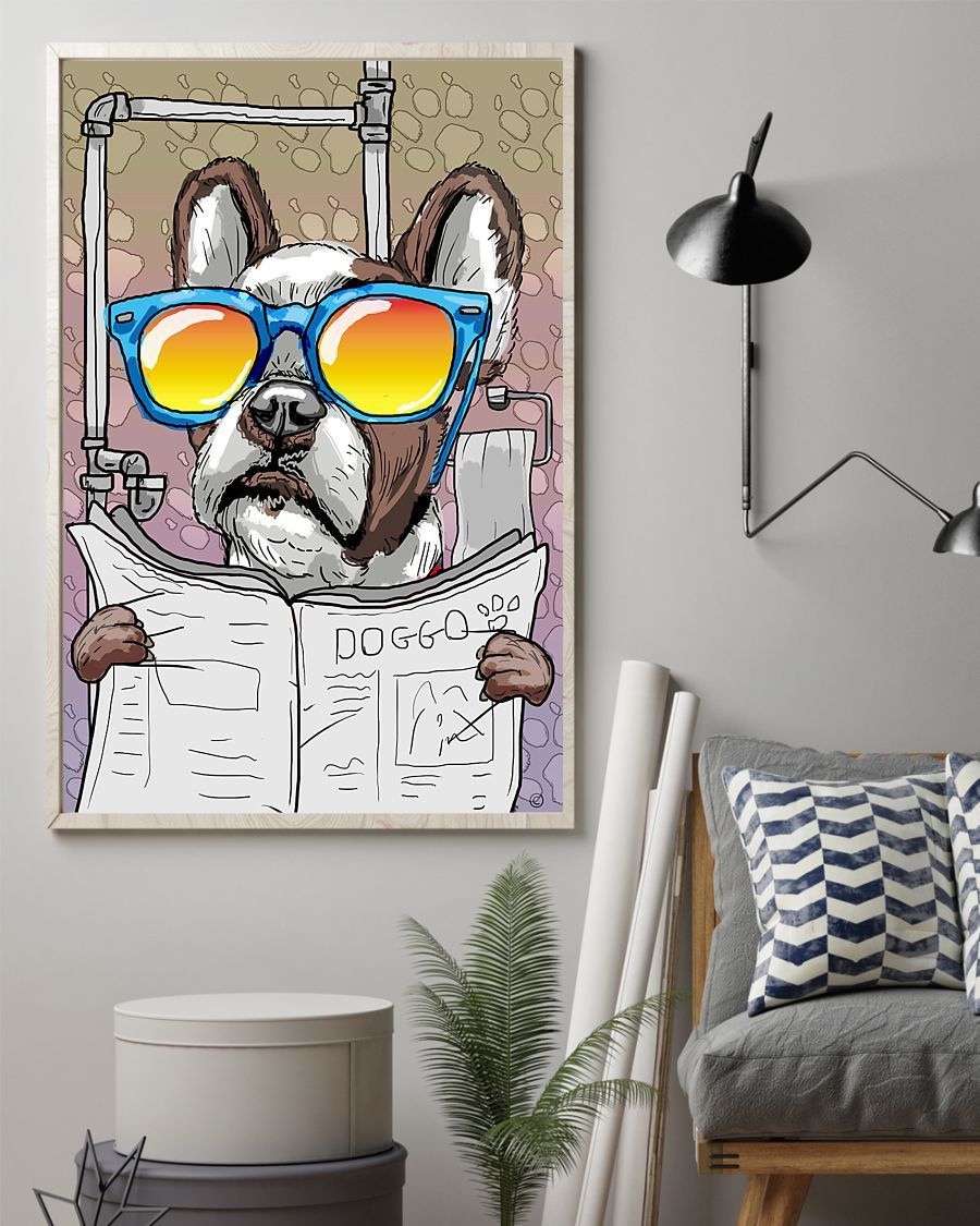 French Bulldog Bathroom Vertical Canvas Wall Art, Poster And Canvas