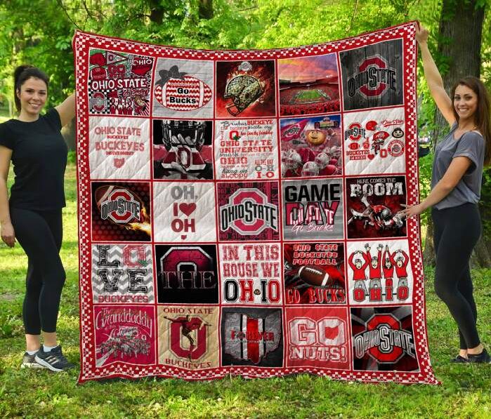 Ohio State Buckeyes Football 3D Quilt Blanket, Fleece Blanket