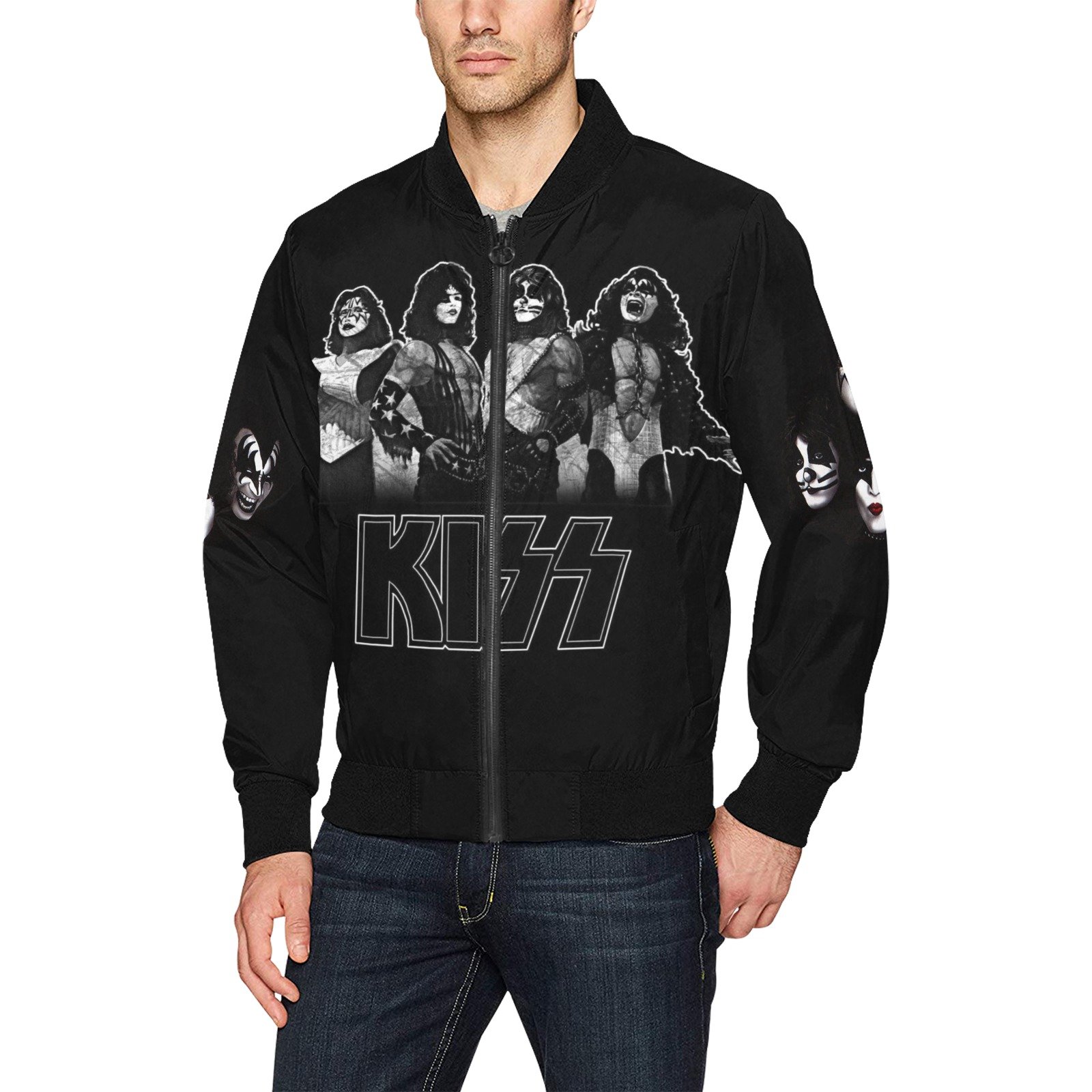 Kiss Band All Over Print Bombor Jacket For Men Cool Panda Sports LLC