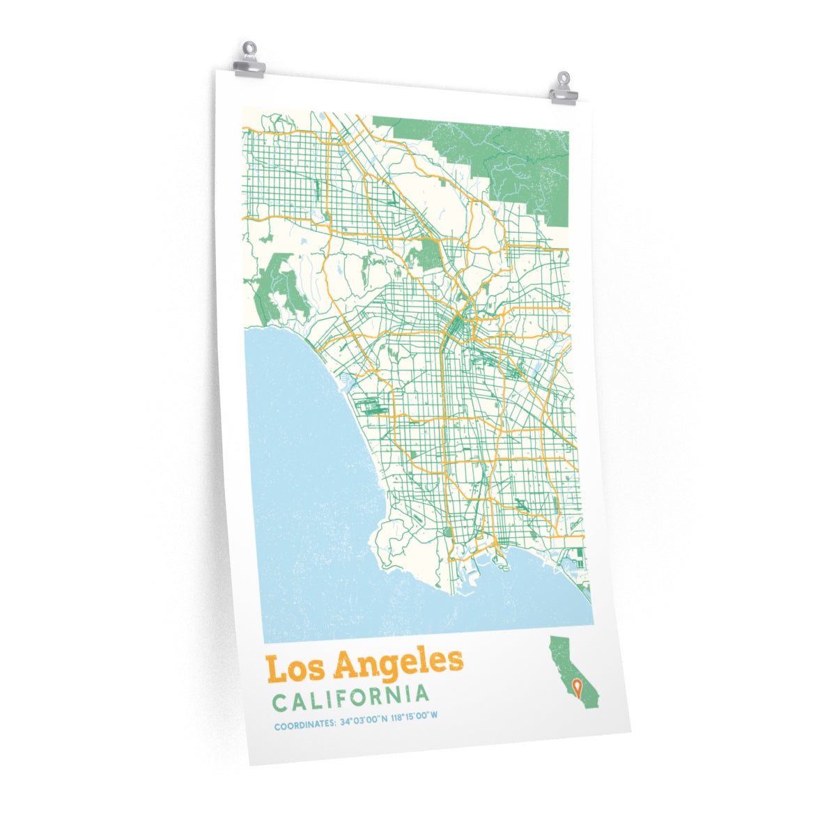 Los Angeles California City Street Map Poster Poster Art Design