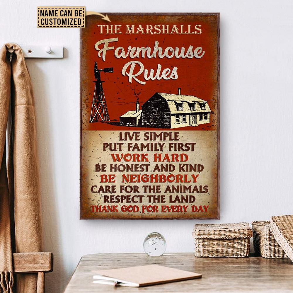 Personalized Farmhouse Rules Live Simple Customized Poster Poster Art