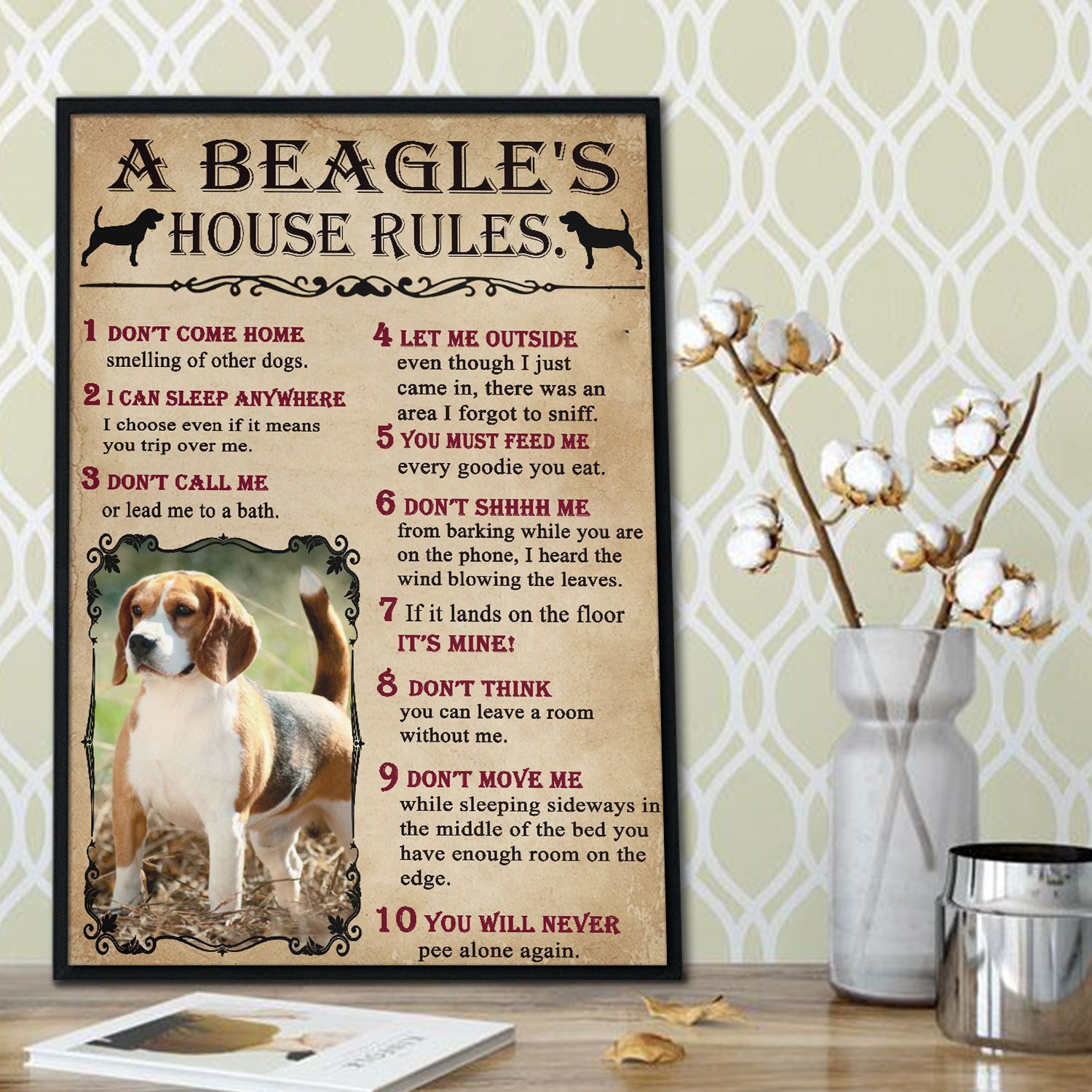 Personalized Custom your dog Retro Beagle House’s Rules Poster