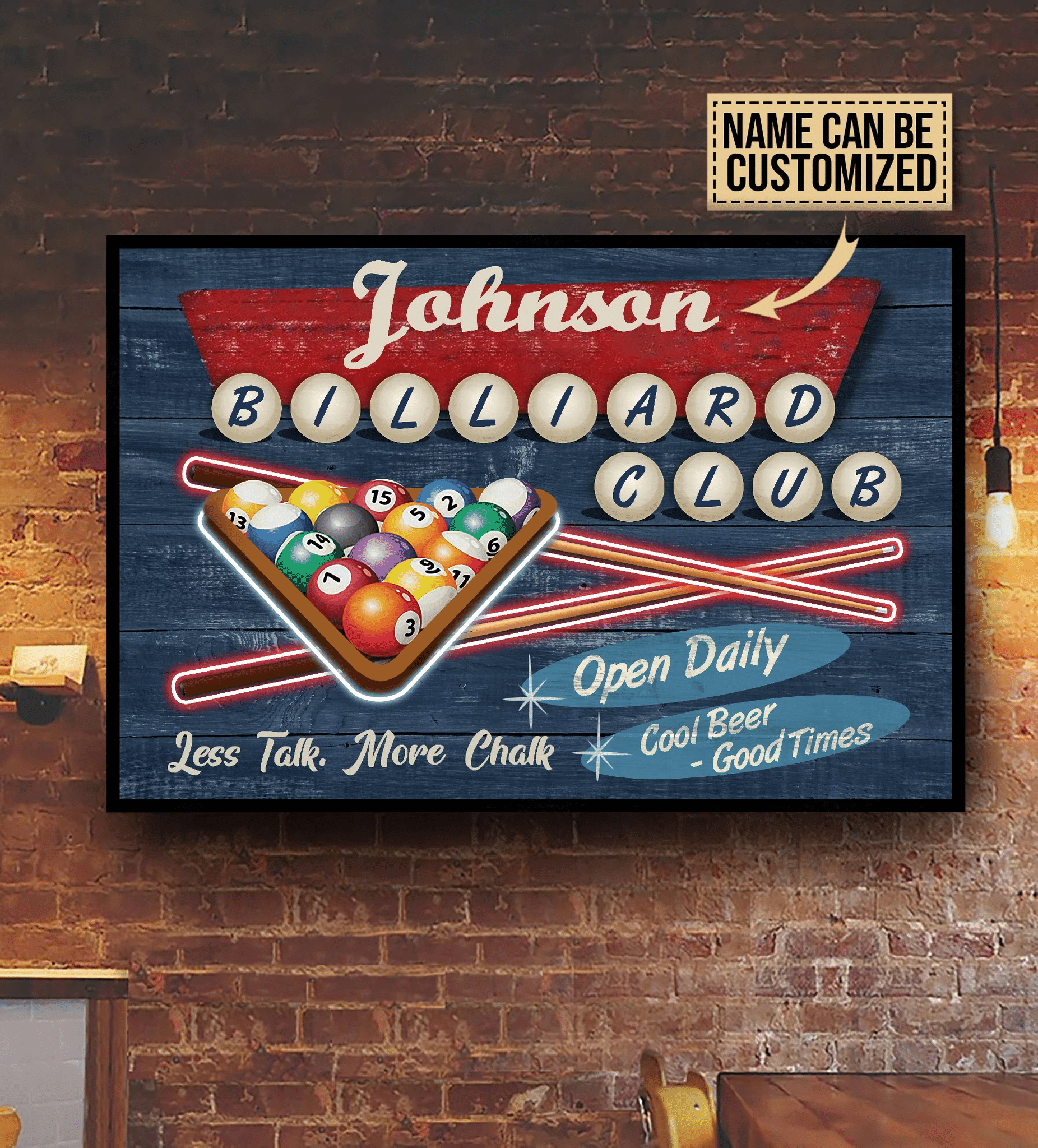 Personalized Billiard Club Good Times Horizontal Poster MD Home