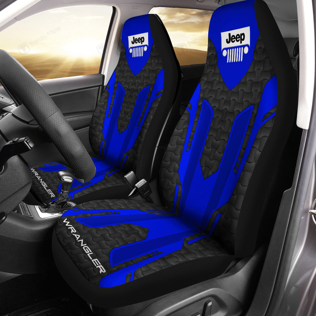 Jeep Wrangler Car Seat Cover (Set Of 2) Ver 15 (Blue) Giftsluv