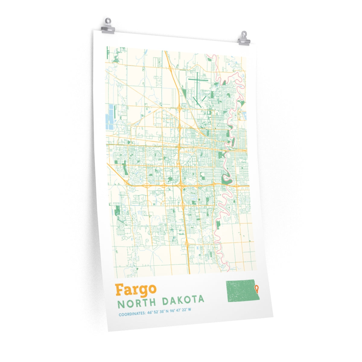 Fargo North Dakota City Street Map Poster Poster Art Design