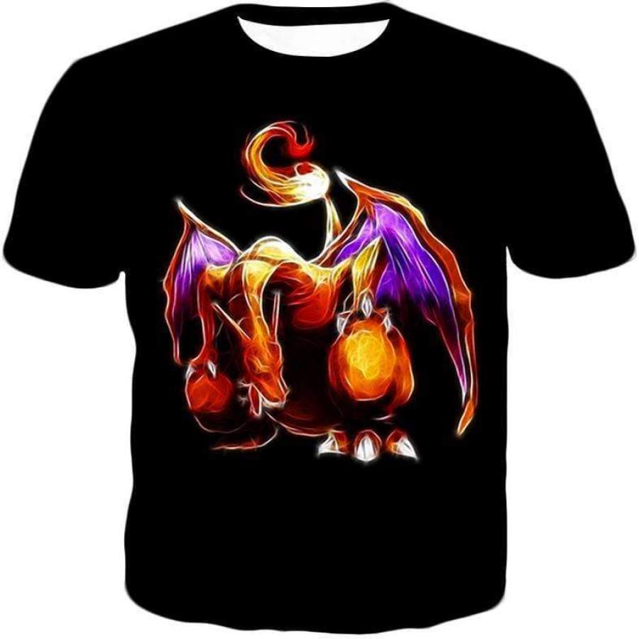 Pokemon Generation One Flying Fire Type Pokemon Charizard Cool Black T