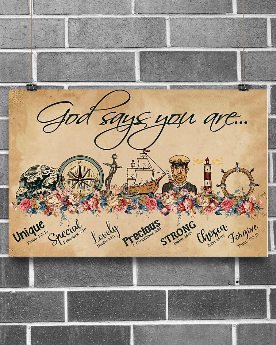 Professions Poster God Says You Are Sailor Horizontal Canvas And