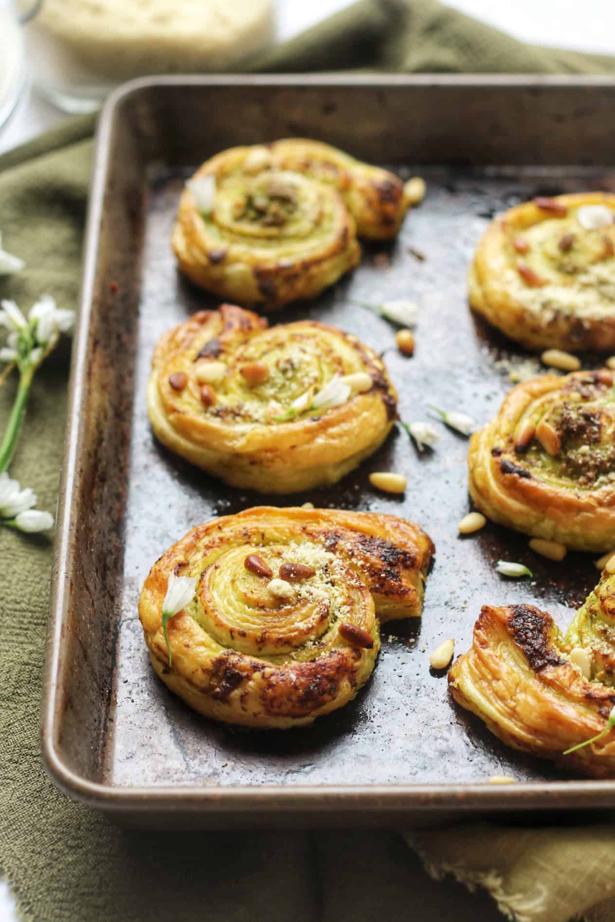 Three Cornered Leek Pesto Pinwheels Supper in the Suburbs