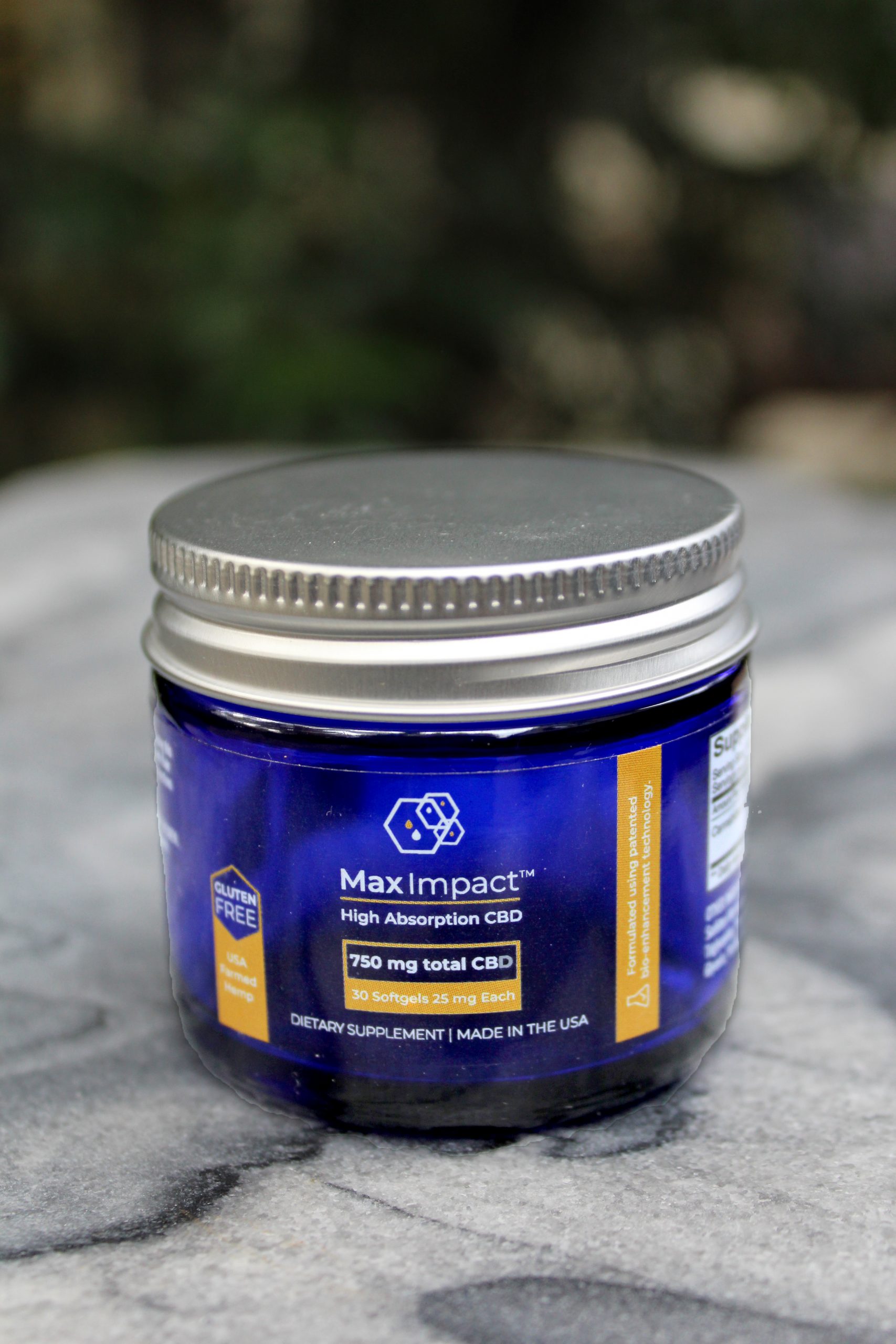 MaxImpact™ CBD GLASS JAR QTY30 OF 25MG SOFT GEL (750MG) Supplements