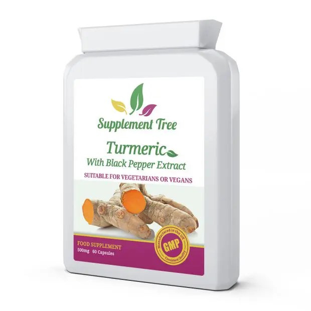 Turmeric 95 Curcumin with Black Pepper Extract 60 Targeted Release Capsules Supplement Tree