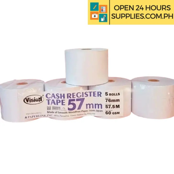 Cash Register Tape (Vision) 57mm x 76mm 60gsm Supplies 24/7 Delivery