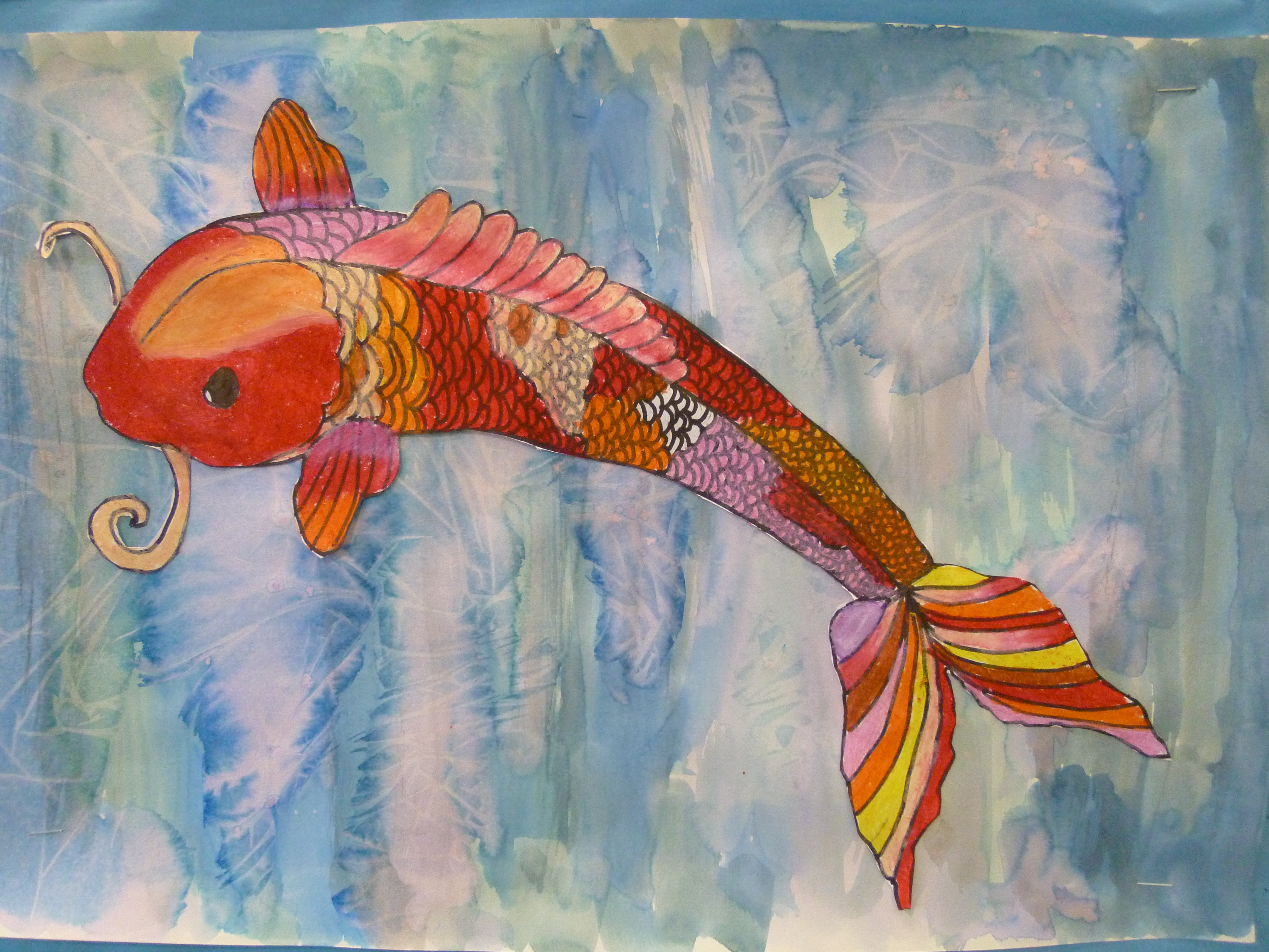 The smARTteacher Resource Warm/Cool Koi Fish In A Salt Watercolor Pond