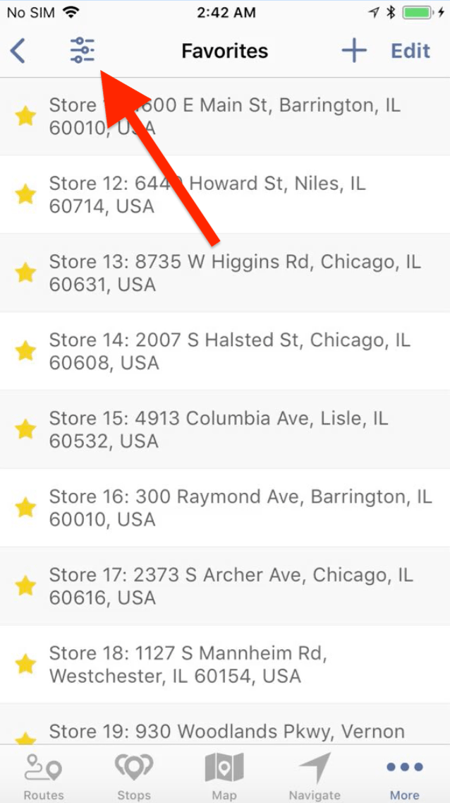 Route Addresses Frequently Used on iPhone Route Planner