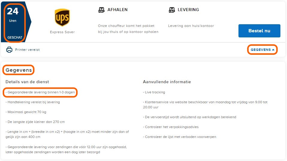 Gegarandeerde levering en geschatte levering Packlink ebay