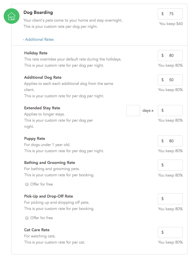 How do I edit my rates? Support