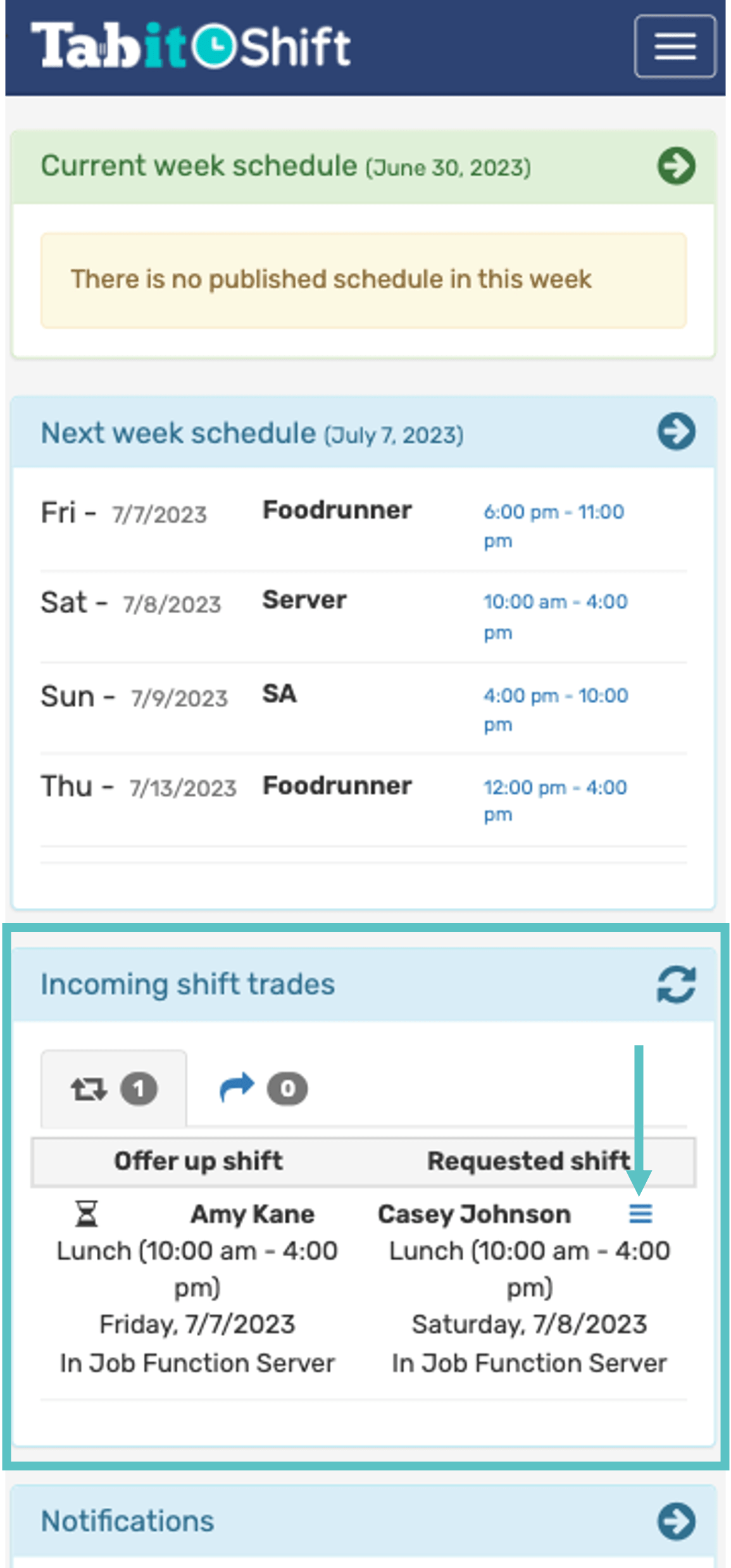 How to Offer Up or Swap a Shift Tabit Help Center