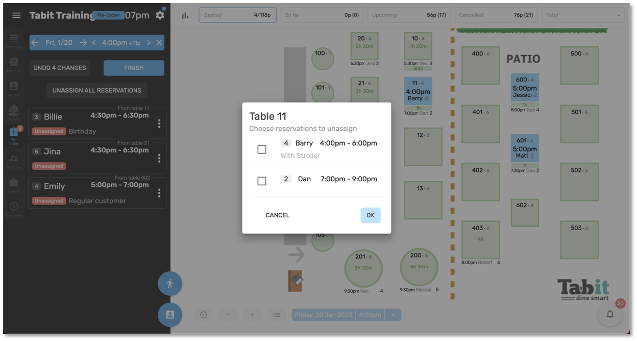 How to Reorder Reservation List Tables Tabit Help Center