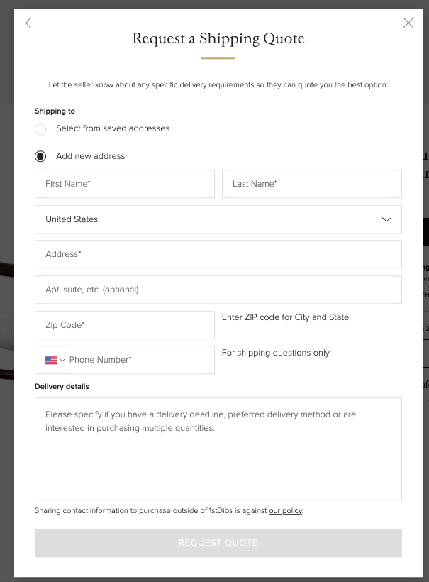 Shipping Quotes 1stDibs Support Center