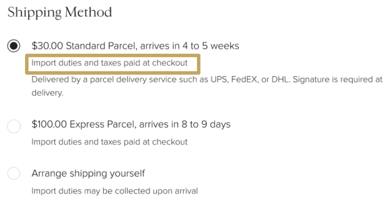 Customs Duties and Taxes for International Shipments 1stDibs Support Center