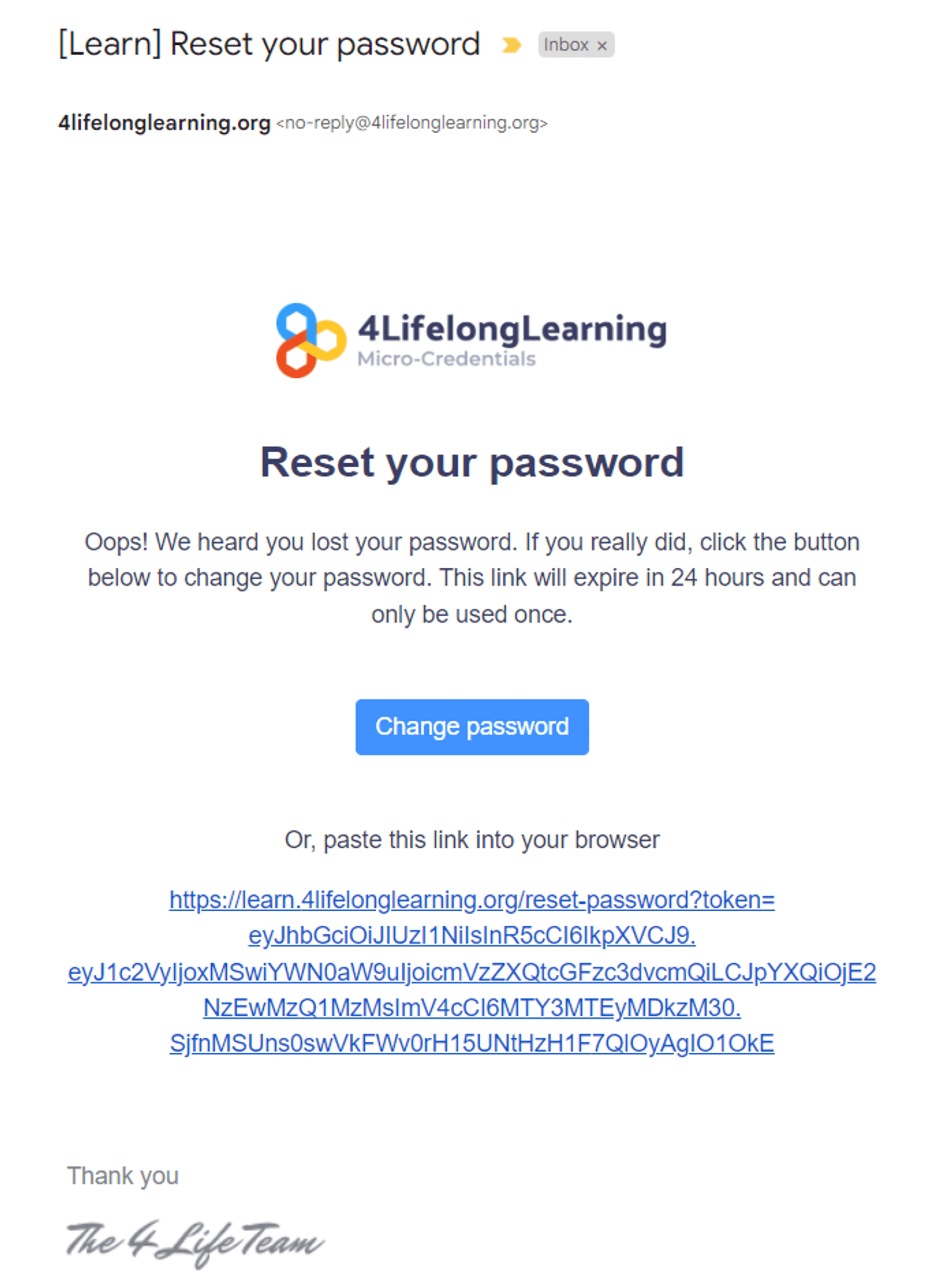 Reset password 4Life Support