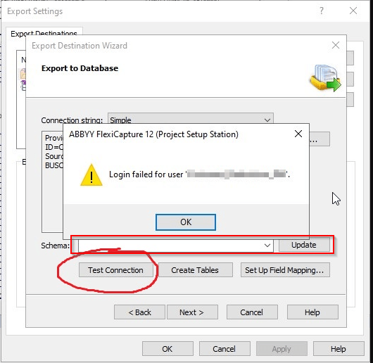 Test connection to the database succeeds in Data Link Properties but