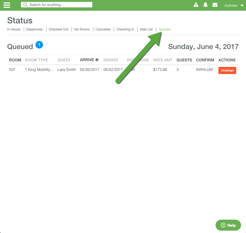 How can I view the guest queue? APS Support