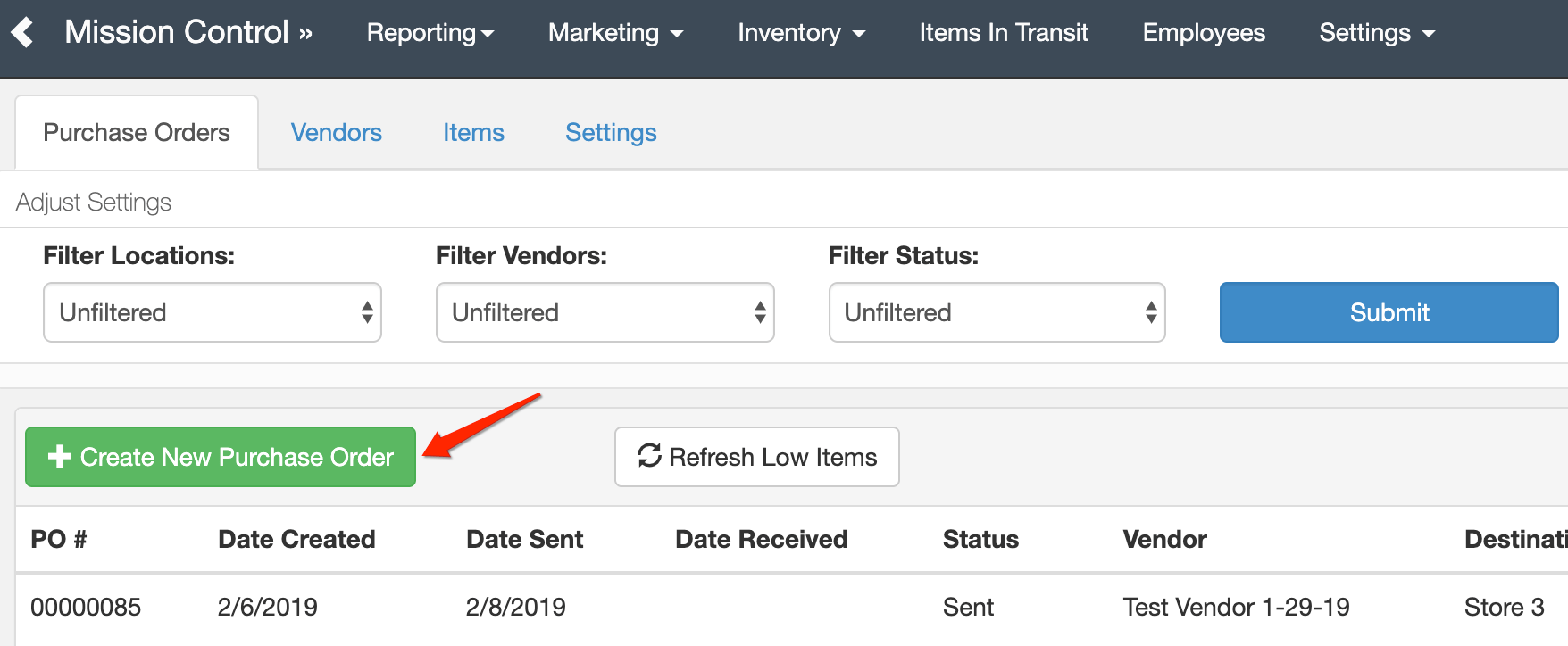 How do I create a new purchase order? Abreeze