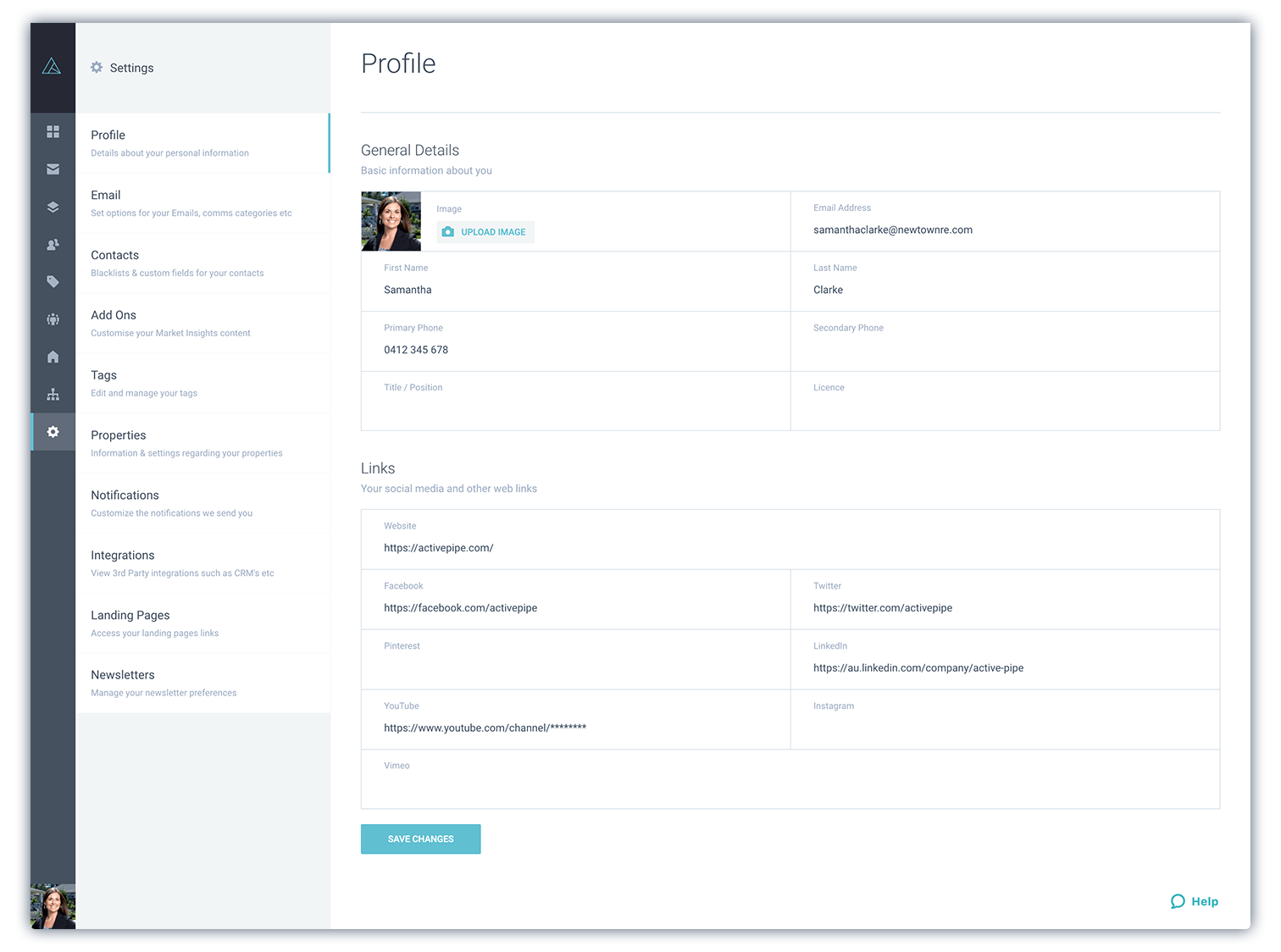 How do I update my social media links? ActivePipe