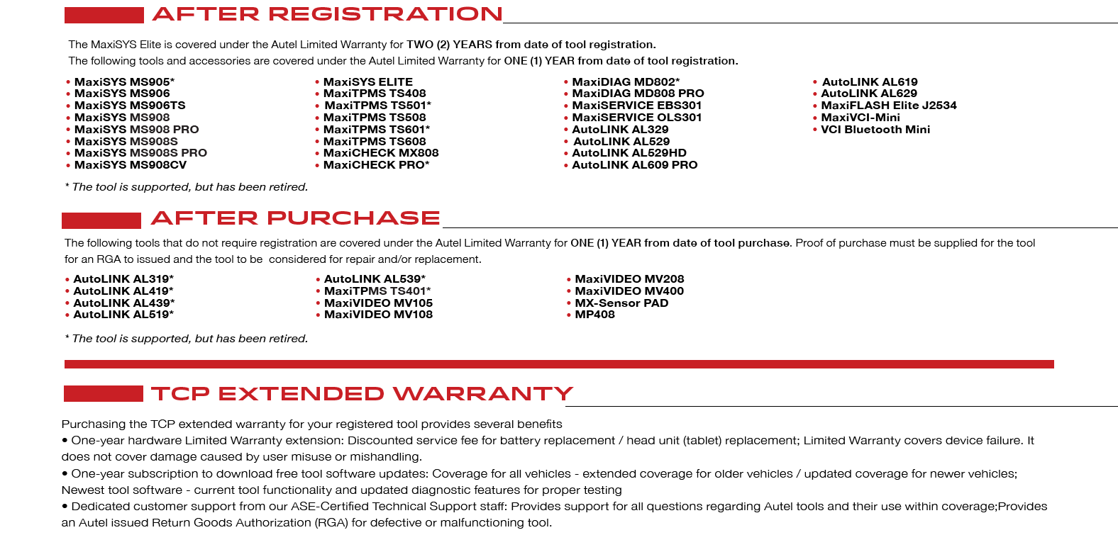 Autel Warranty and RGA Status (Return Status) AESwave