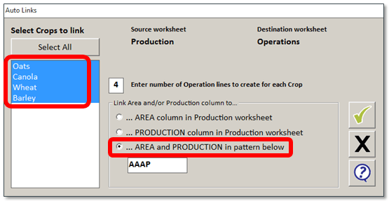 Set Up remaining Crop Worksheets – Agrimaster
