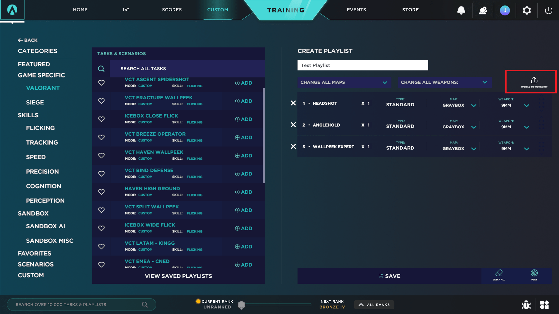 How do I share my custom playlist? Aimlabs