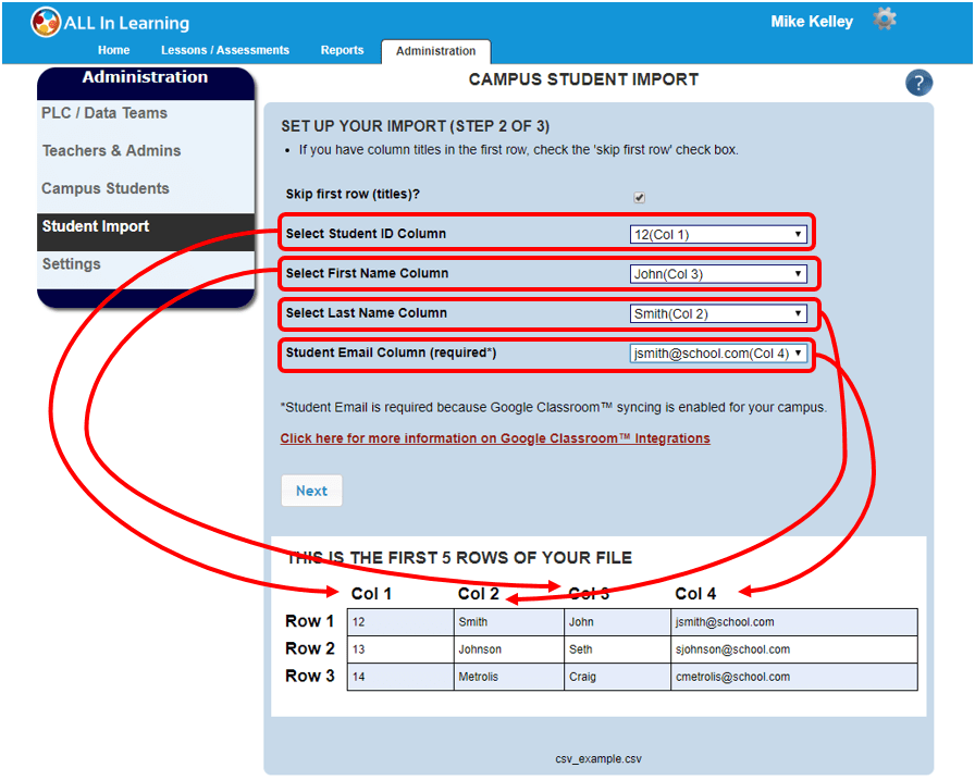 Upload Students to Your Campus via CSV File Import Help Categories