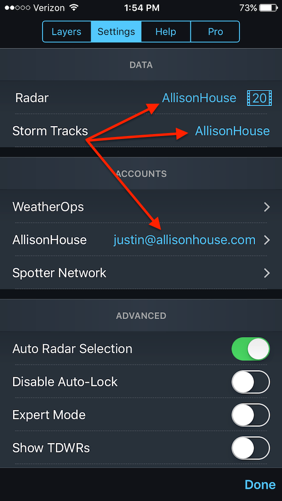 (RS) Integrate with RadarScope Mobile (iPhone/iPad) AllisonHouse Support
