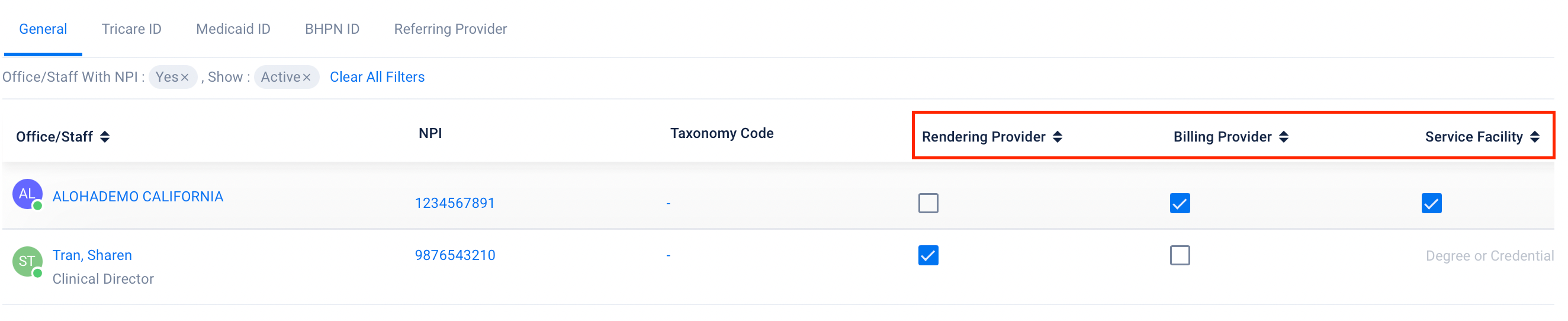 Managing NPI Numbers / Medicaid IDs / Tricare
