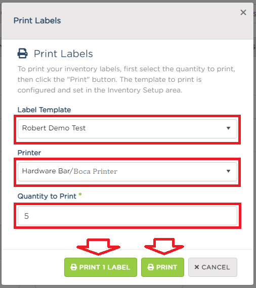 Printing Labels for Inventoried Products Aluvii