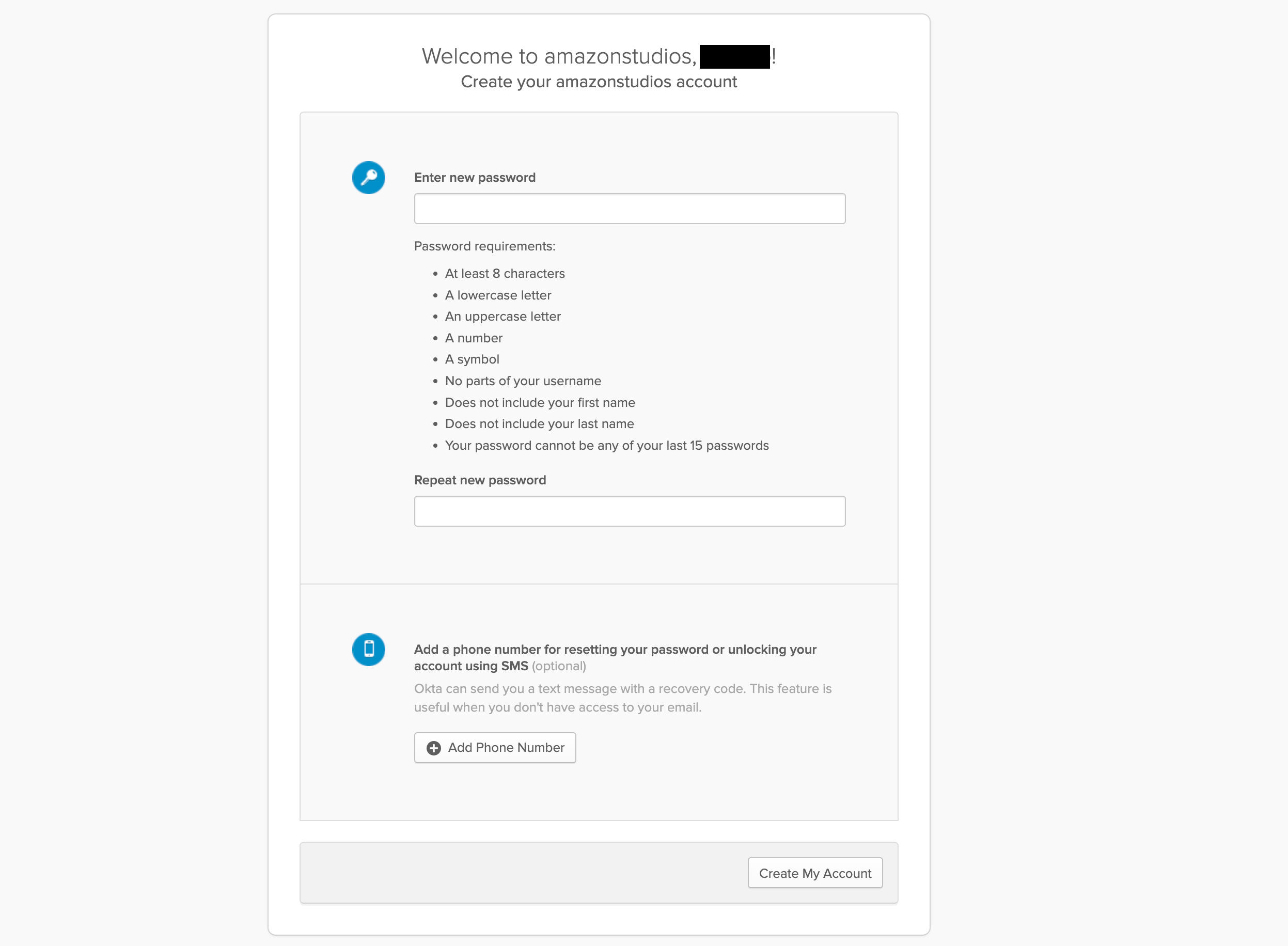 Activating your Okta Account for Originals Access Amazon Studios
