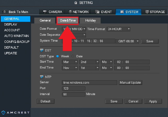 How To Set Date and Time Using an NVR – Amcrest