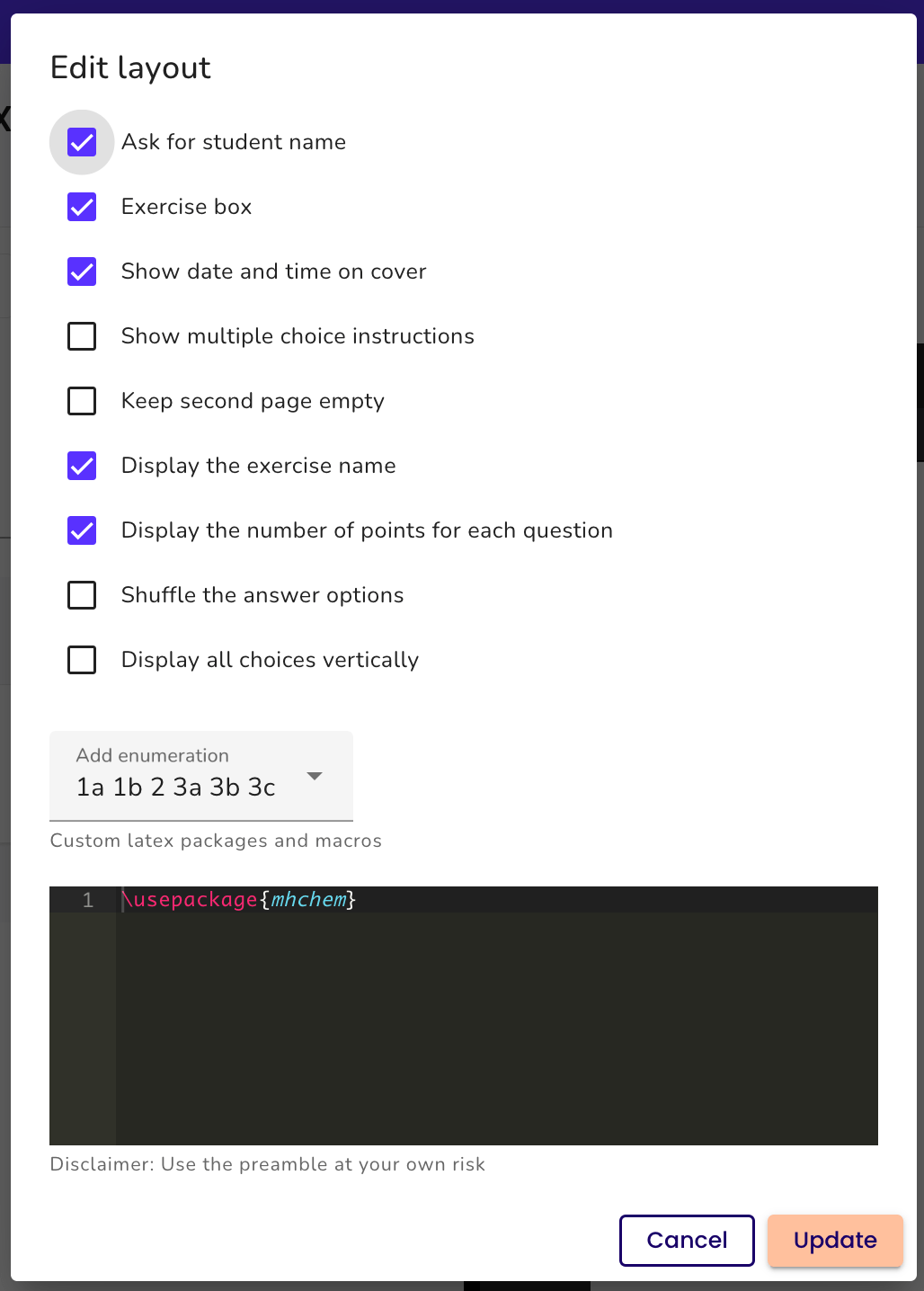 Use custom LaTeX packages Ans