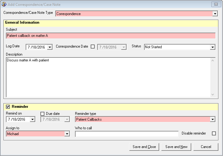 Create and Maintain Correspondence Records