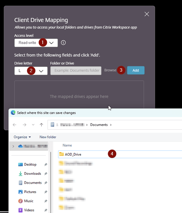 Mapping local folders as drives in AOD HTML5 (Citrix Light Mode ONLY