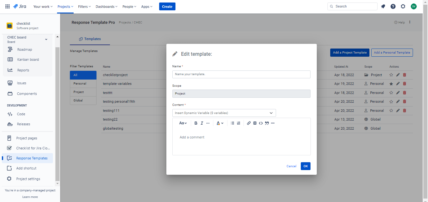 Creating a Project Template AppBox Support