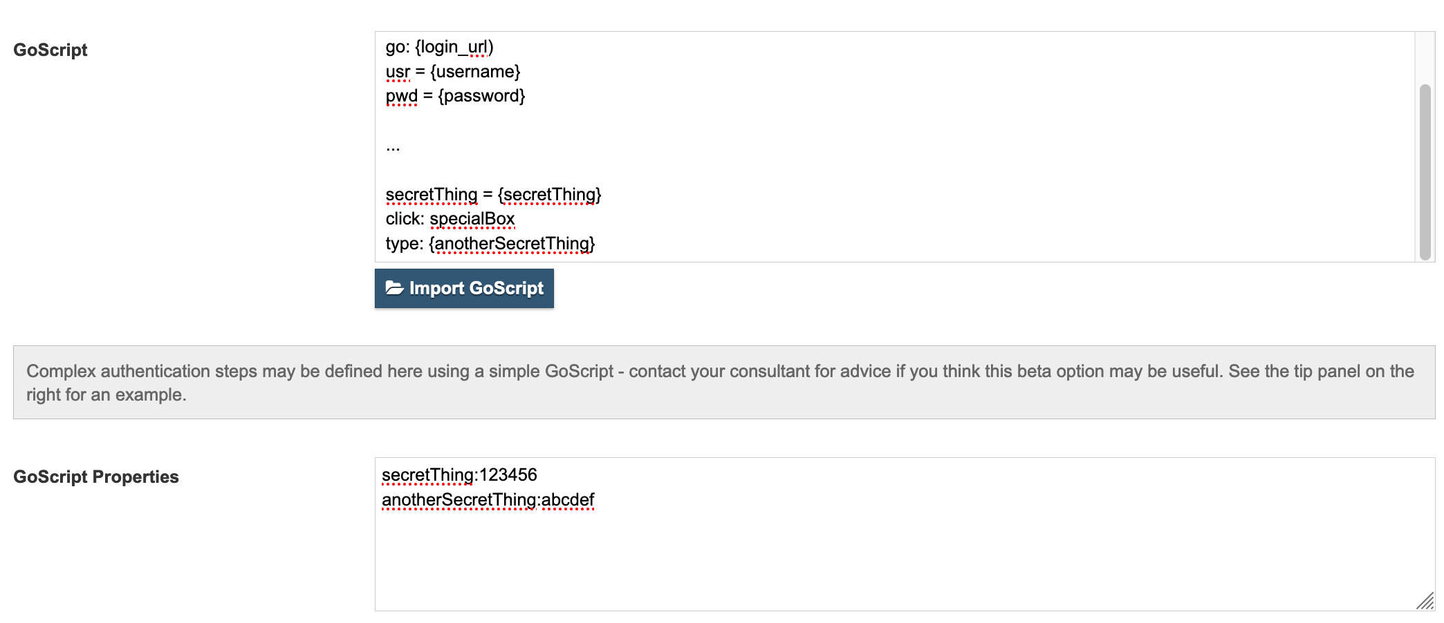 GoScript Variables AppCheckNG