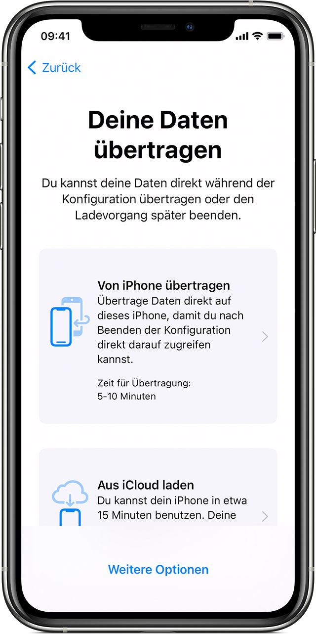 Mit Schnellstart Daten auf ein neues iPhone, iPad oder iPod touch
