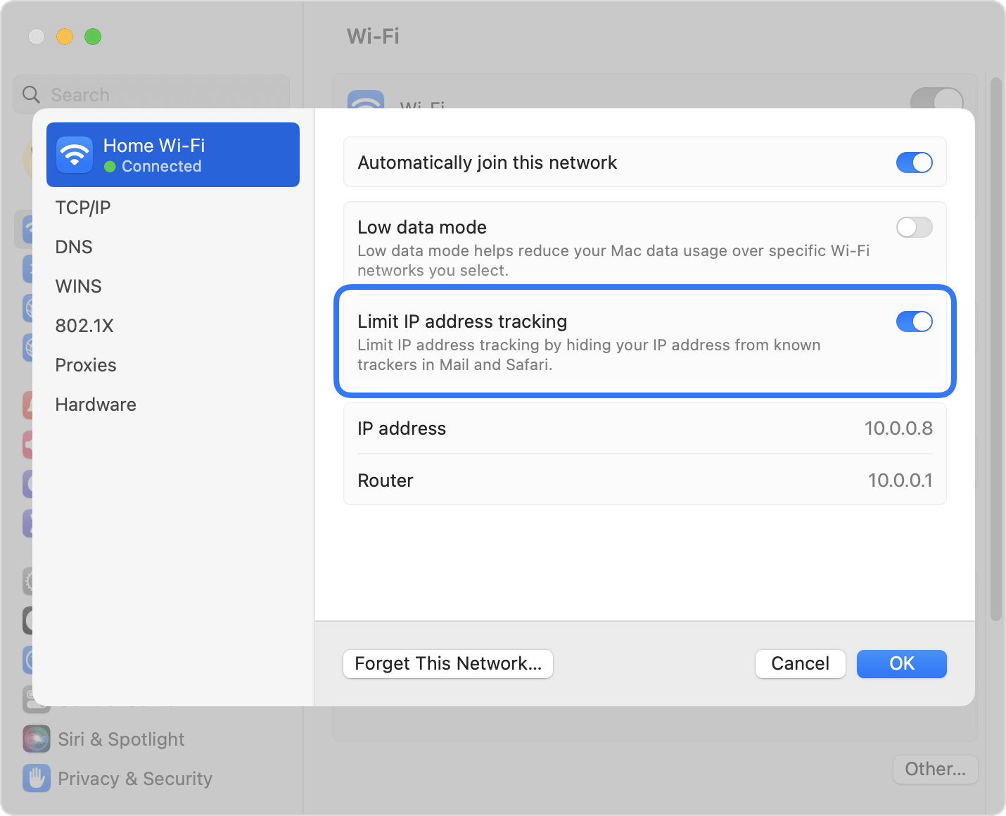 Manage iCloud Private Relay for specific websites, networks, or system(04)