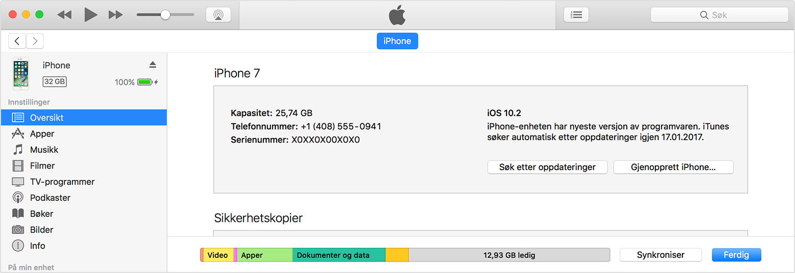 Finn serienummeret eller IMEI på iPhone, iPad eller iPod touch Apple