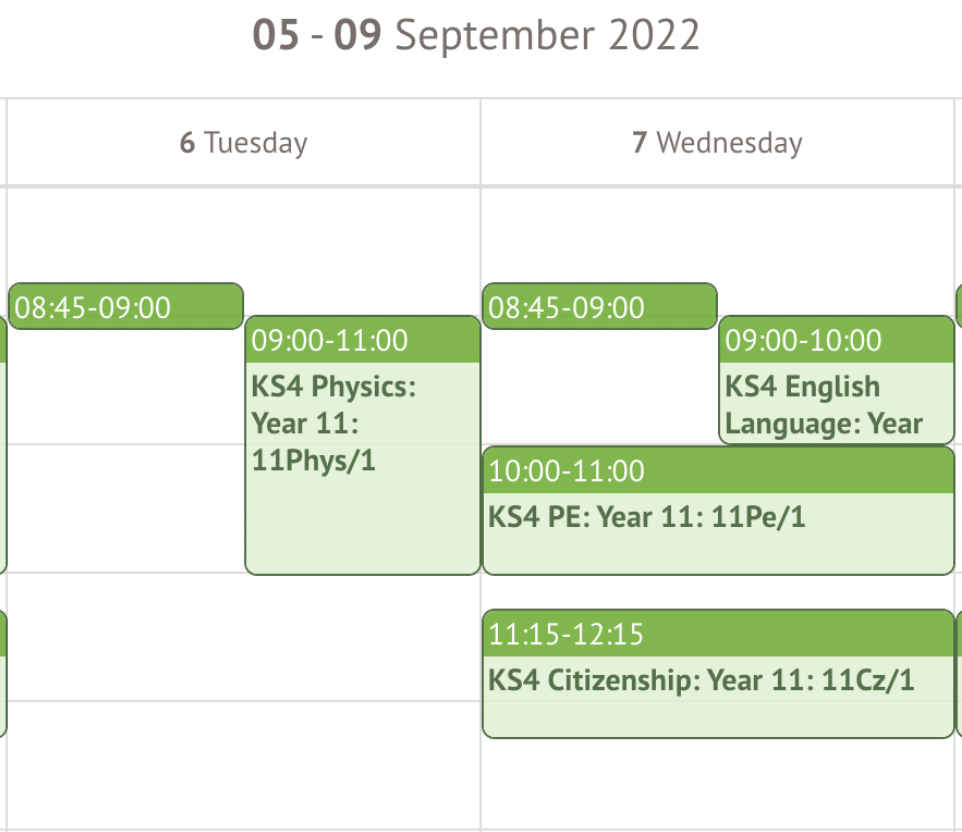 Customise your timetable with short course names on calendars and