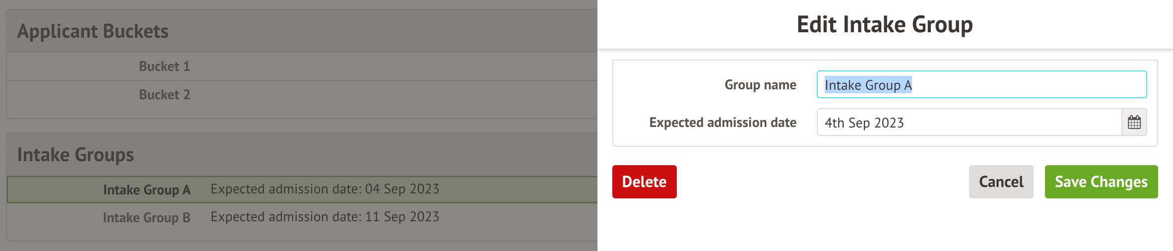 Applicant buckets and intake groups Arbor Help Centre